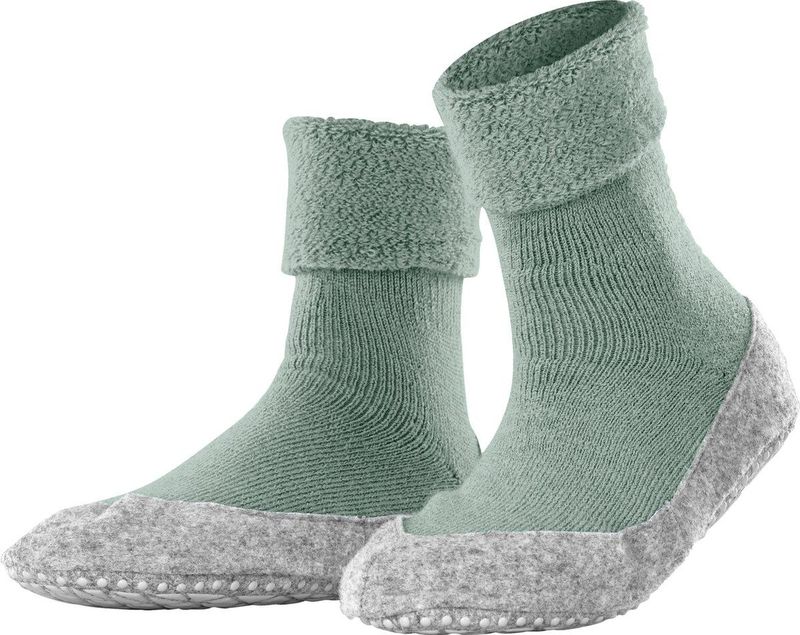 FALKE Cosyshoe antislip noppen merinowol huissokken pantoffels dames groen