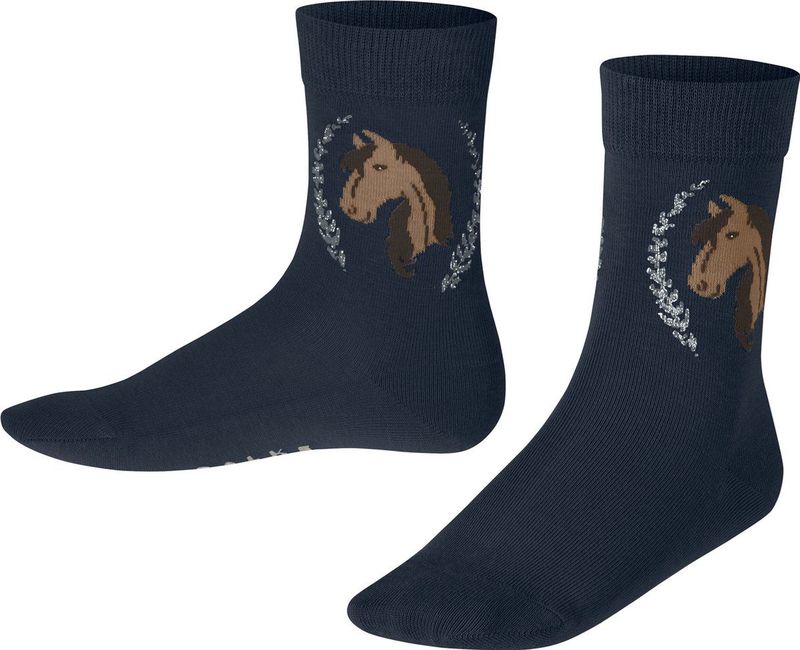 FALKE - Horse - Kindersokken - Blauw - Duurzaam Katoen