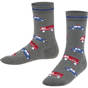 FALKE - Police and Fire Cars - Katoenen Sokken - Grijs - Maat 31-34