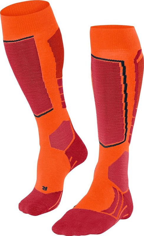 FALKE SK2 Skisokken anti blaren, medium padding merinowol wintersportsokken heren oranje - Maat 39-41
