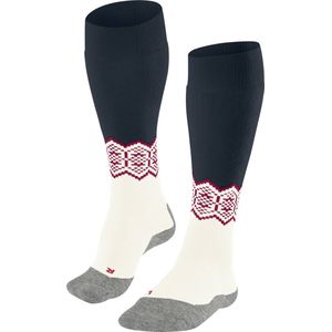 FALKE SK2 Kniekousen Skisokken anti blaren, medium padding merinowol sportsokken dames wit