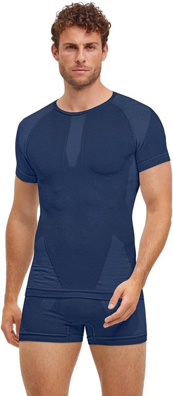 FALKE - Warm Shortsleeved Shirt - Blauw - Functioneel Shirt met Korte Mouwen