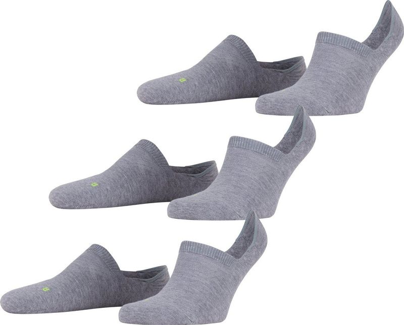 FALKE Cool Kick Bundle 3-Pack anatomische pluche zool functioneel garen footies unisex grijs - Maat 37-38