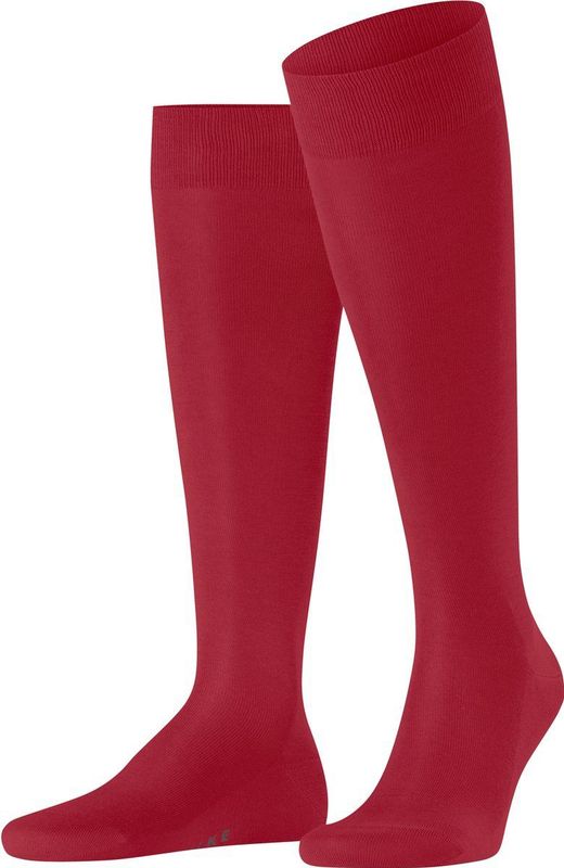 FALKE Tiago M Kh katoen Schotland garen duurzaam effen lange sokken heren (1 stuk), Peony rood 8059