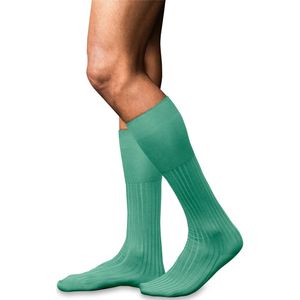 FALKE No. 13 M Kh katoen lang effen 1 paar hoge herensokken (1 stuk), Turquoise Ocean Green 7506