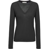 FALKE Basic New Merino V-Neck elegante klassieker wol trui dames zwart - maat XS