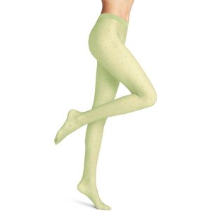 FALKE Dot 15 DEN W Ti transparante fantasiepanty voor dames (1 stuk), Citroengroen 7498