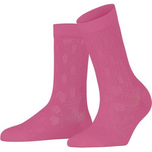 FALKE Evolute W So - Gemusterd Damessokken - Rose Candy - Katoen - 1 stuk