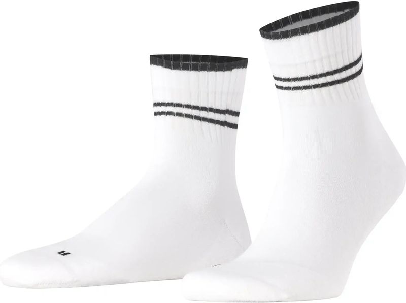 FALKE Run Rib Legacy Unisex Korte sok - Quarter sokken katoen - Badstof zool - Sportsokken wit
