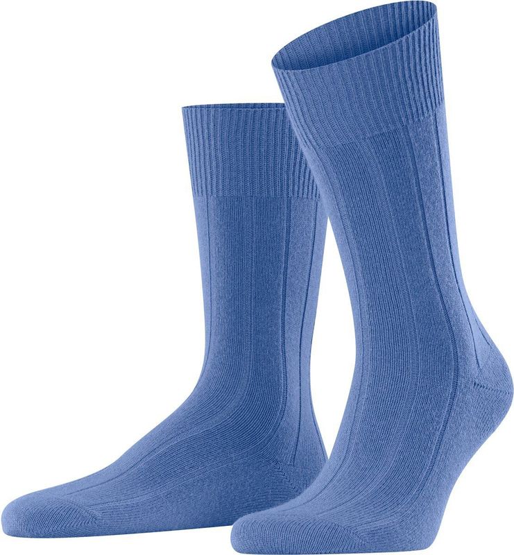 FALKE - Lhasa Rib - Heren Sokken - Blauw Water 6550 - 1 Paar - So Wol Kasjmier