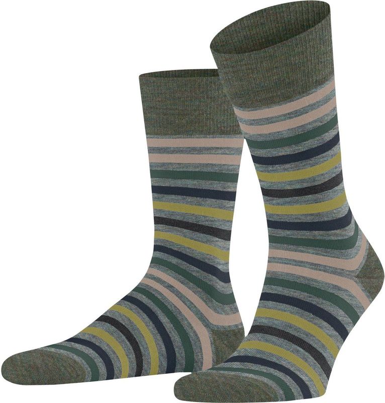 FALKE - Tinted Stripe - Sokken - Blauw - Wol Katoen Gedessineerd - 1 Paar