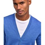 FALKE Basic New Merino Cardigan zacht elegante wol cardigan heren blauw - maat S