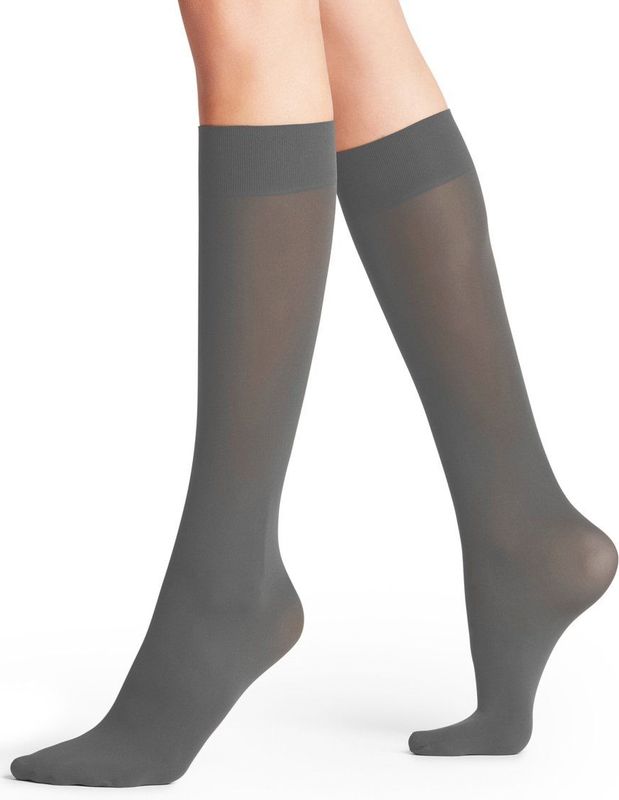 FALKE - Pure Matt 50 DEN - Kniekousen - Grijs Flanell - 1 paar