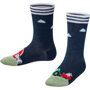 FALKE - Farm Life K So - Kindersokken - Blauw - Gedessineerd - 1 Paar