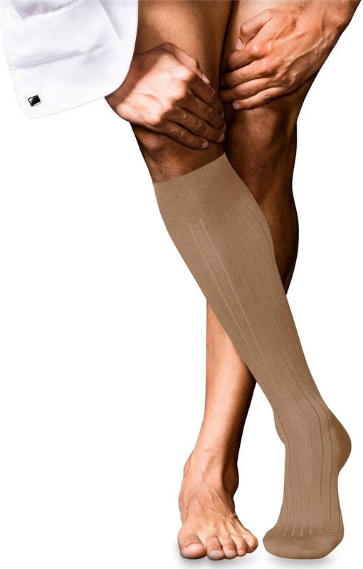 FALKE - No. 2 M Kh - Hoge Herensokken - Brązowy Camel - Luxe FALKE Luxury Line