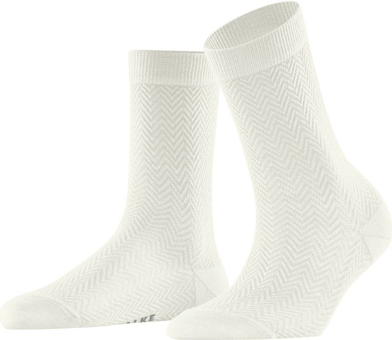 FALKE - Fable Estate W - Wol Damessokken - Off-White - 1 stuk