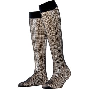 FALKE - Crossroads W Kh - Transparante Fantasiesokken - Zwart - 1 stuk