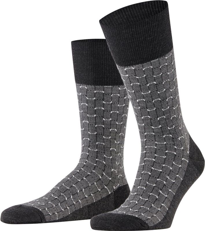 FALKE - Airport Special Edition - Fantasie Sokken - Anthraciet Melange - Maat 45-46
