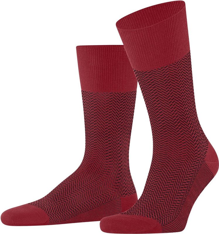 FALKE - Airport - Heren Sokken - Rood - 1 Paar - Merinowol en Katoen - Herringstripe