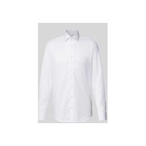 ETERNA - Slim Fit Overhemd - Wit - Twill met Dubbele Manchet - Strijkvrij