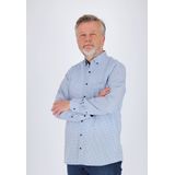 ETERNA - Modern Fit Overhemd - Lichtblauw Geruit - 100% Katoen - Strijkvrij