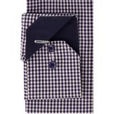 ETERNA - Modern Fit - Overhemd - Middenblauw met Wit Geruit - 100% Katoen - Strijkvrij