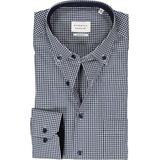 ETERNA - Modern Fit - Overhemd - Middenblauw met Wit Geruit - 100% Katoen - Strijkvrij