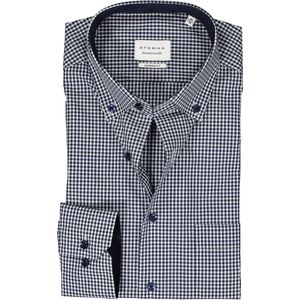 ETERNA - Modern Fit - Overhemd - Middenblauw met Wit Geruit - 100% Katoen - Strijkvrij