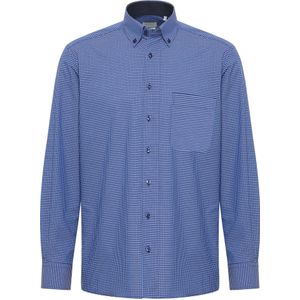 ETERNA - Comfort Fit Overhemd - Popeline - Blauw Geruit - Strijkvrij