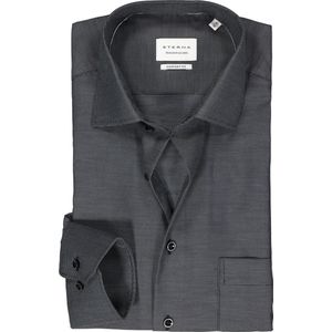 ETERNA - Comfort Fit Overhemd - Antraciet Grijs - 100% Katoen - Strijkvrij