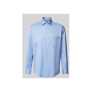 ETERNA - Comfort Fit Overhemd - Twill - Blauw - 100% Katoen - Strijkvrij