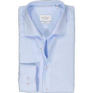 ETERNA - Blauw Effen Overhemd - 100% Katoen - Kent Kraag - Lange Mouwen