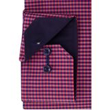 ETERNA - Comfort Fit Overhemd - Roze Geruit - Popeline - Strijkvrij