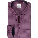ETERNA - Comfort Fit Overhemd - Roze Geruit - Popeline - Strijkvrij