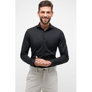 ETERNA super slim fit overhemd - twill - zwart - Strijkvrij - Boordmaat: 37
