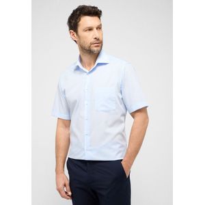ETERNA - Blauw - Overhemd - 100% Katoen - Korte Mouwen - Kent Kraag