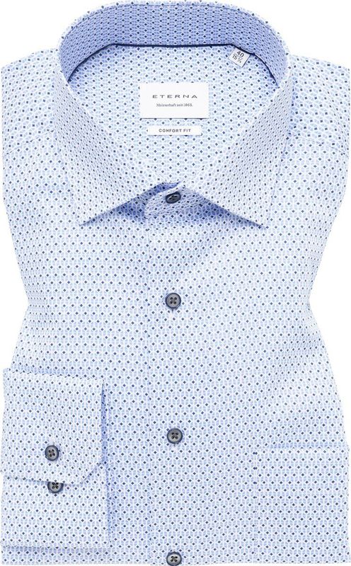 Eterna - Heren Overhemd - Blauw - Twill - Strijkvrij