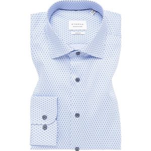 ETERNA slim fit overhemd, twill, licht- en donkerblauw met wit dessin