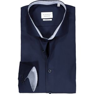 ETERNA - Modern Fit - Overhemd - Donkerblauw - Popeline - Strijkvrij