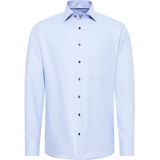 Eterna - Heren Overhemd - Blauw - Structuurweving - Strijkvrij