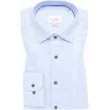 Eterna - Heren Overhemd - Blauw - Structuurweving - Strijkvrij