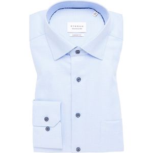 Eterna - Heren Overhemd - Blauw - Structuurweving - Strijkvrij