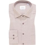 ETERNA - Overhemd - Beige - 100% Katoen - Strijkvrij - Kent Kraag