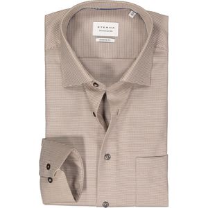 ETERNA - Modern Fit - Overhemd - Beige - Twill - Strijkvrij