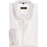 ETERNA - Slim Fit Smoking Overhemd - Wit - Mouwlengte 7 - Twill met Dubbele Manchet