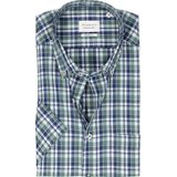 ETERNA - Modern Fit - Overhemd - Groen Geruit - Korte Mouw - Strijkvrij