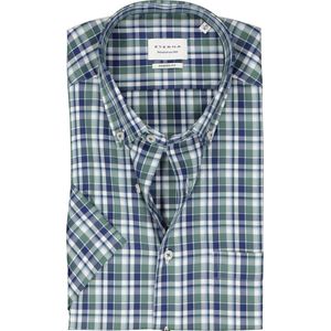 ETERNA - Modern Fit - Overhemd - Groen Geruit - Korte Mouw - Strijkvrij