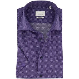 Eterna - Modern Fit Overhemd - Blauw - 100% Katoen - Korte Mouw