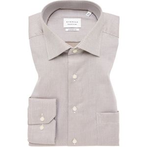 ETERNA - Comfort Fit - Overhemd - Beige - Structuurweving - Strijkvrij