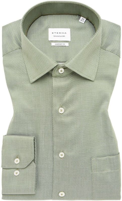 ETERNA comfort fit overhemd, structuur, groen